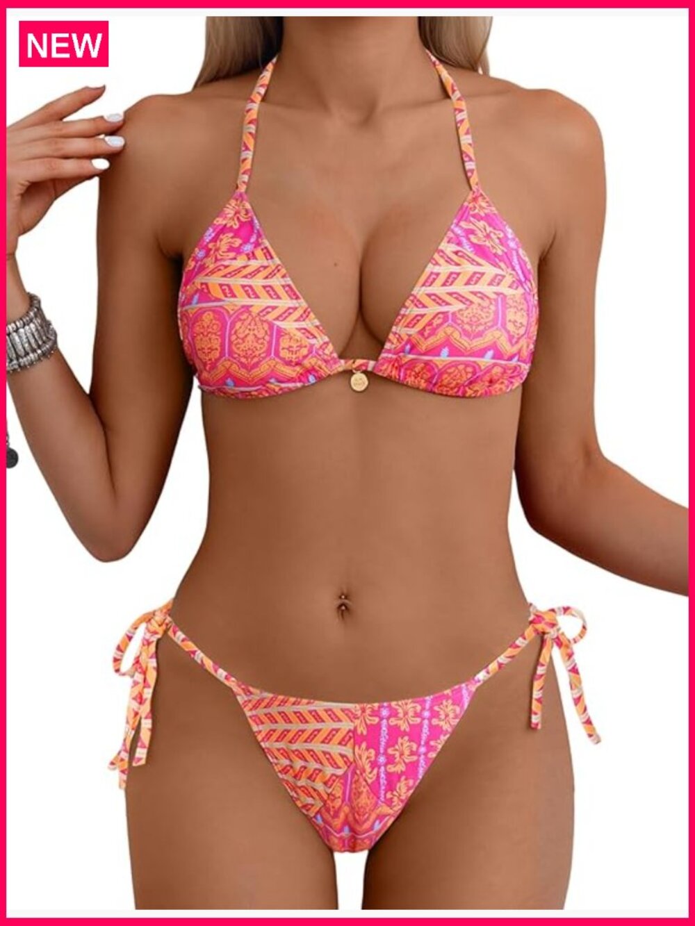 Sexy Halter Bikini Set Triangle Top String Swimwear Two Piece Swimsuits Cheeky